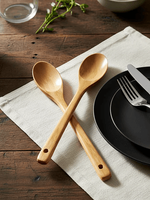 Set 12 Cucharas De Palo Madera Para Cocina 35 Cm Largo