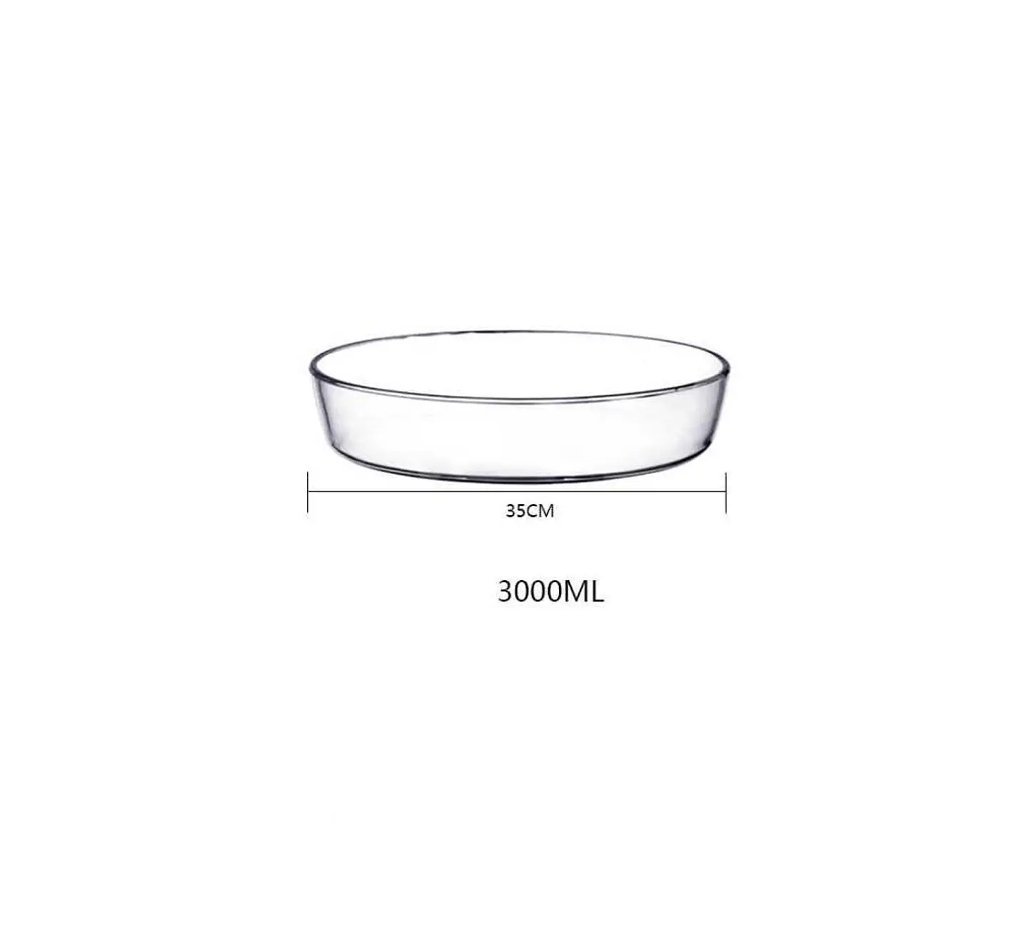 Fuente De Vidrio Redonda Para Horno 3 Litros 35 Cm Ensaladera 3