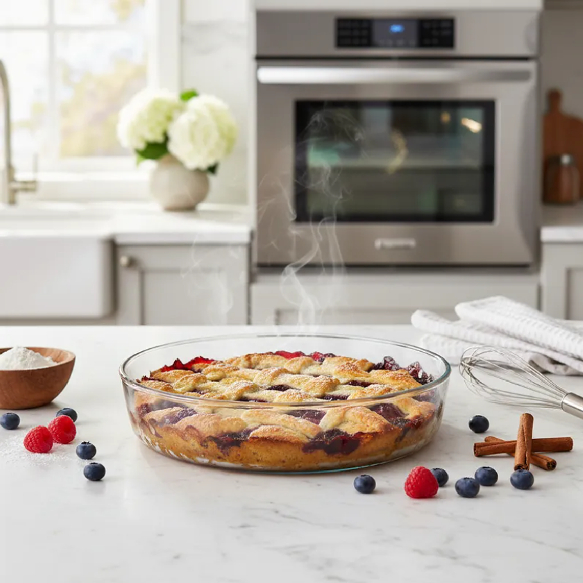 Fuente De Vidrio Redonda Para Horno 3 Litros 35 Cm Ensaladera 2