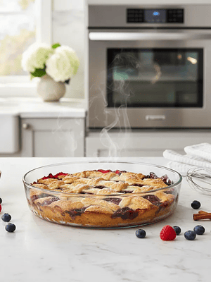 Fuente De Vidrio Redonda Para Horno 3 Litros 35 Cm Ensaladera