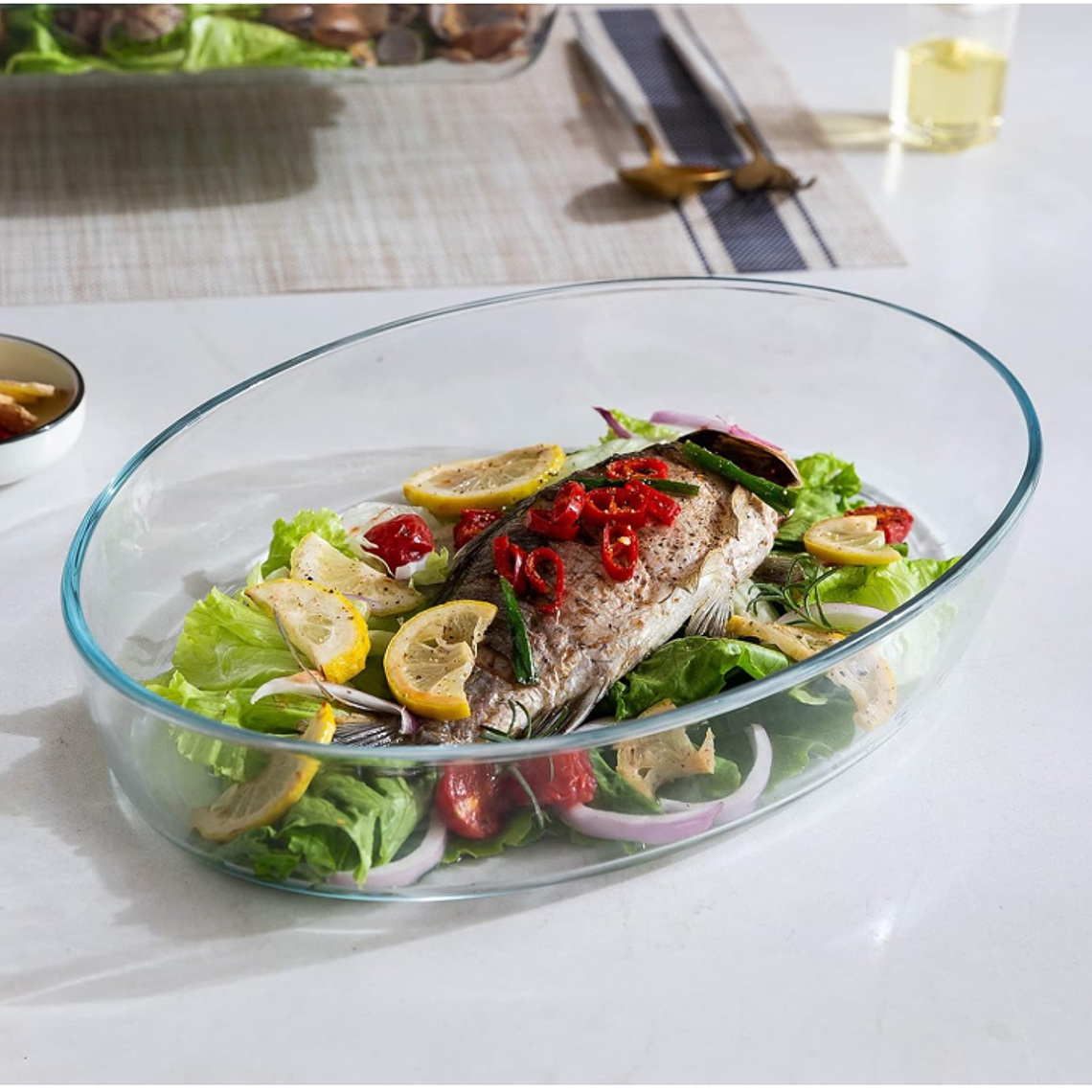 Fuente De Vidrio Redonda Para Horno 3 Litros 35 Cm Ensaladera 1