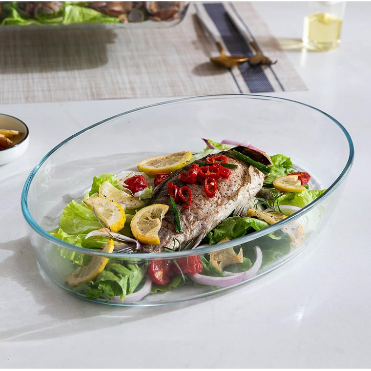 Fuente De Vidrio Redonda Para Horno 3 Litros 35 Cm Ensaladera 1