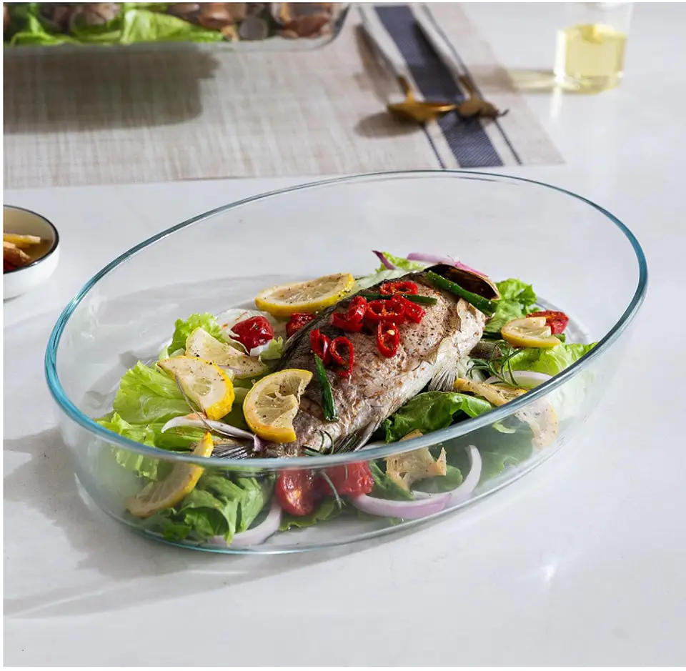 Fuente De Vidrio Redonda Para Horno 3 Litros 35 Cm Ensaladera 1
