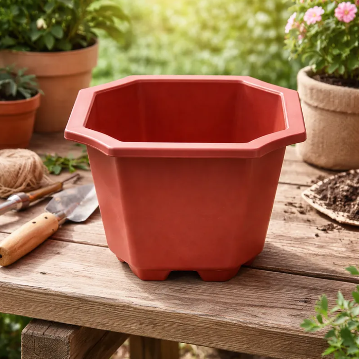 Maceter Plástico Octagonal 20x16cm Terracota 1