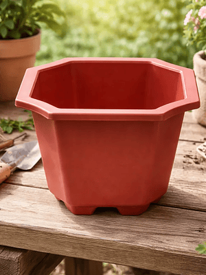 Maceter Plástico Octagonal 20x16cm Terracota