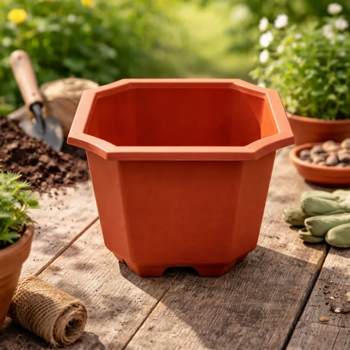 Maceter Plástico Octagonal 20x16cm Terracota 4