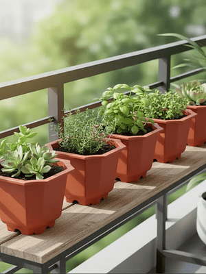 Macetero Plástico Octagonal 23.6x20.5cm Para Plantas Jardín