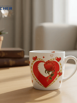 Tazón San Valentín dia mama con diseño de rosas 8cmX9cm