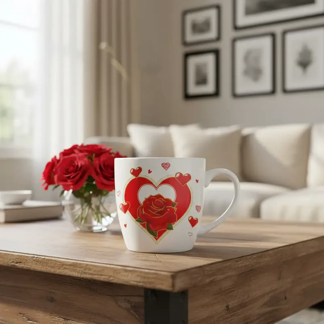 Tazón San Valentín dia mama con diseño de rosas 8cmX9cm 4