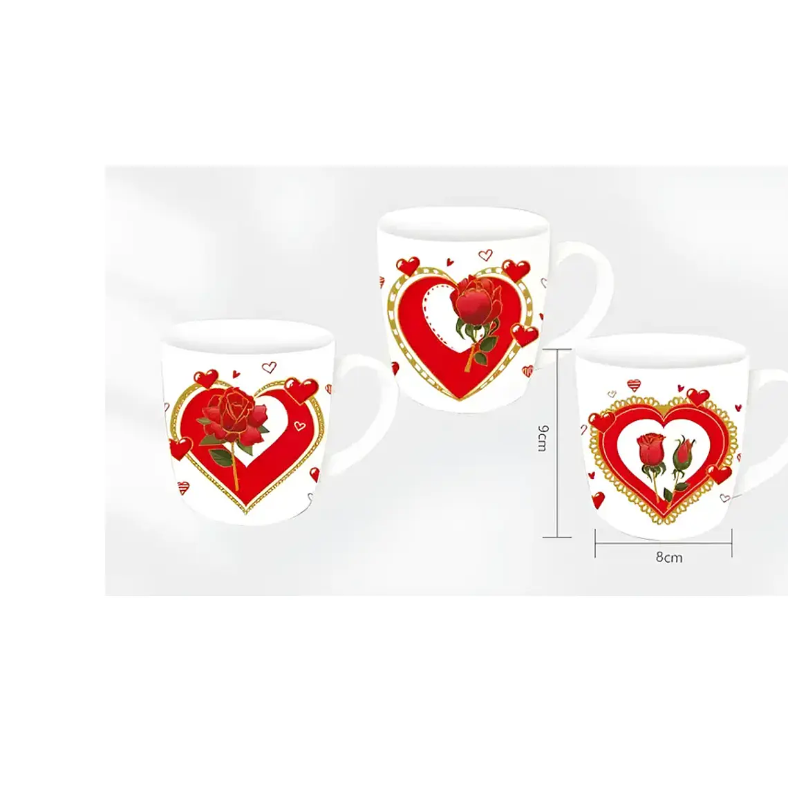 Tazón San Valentín dia mama con diseño de rosas 8cmX9cm 7