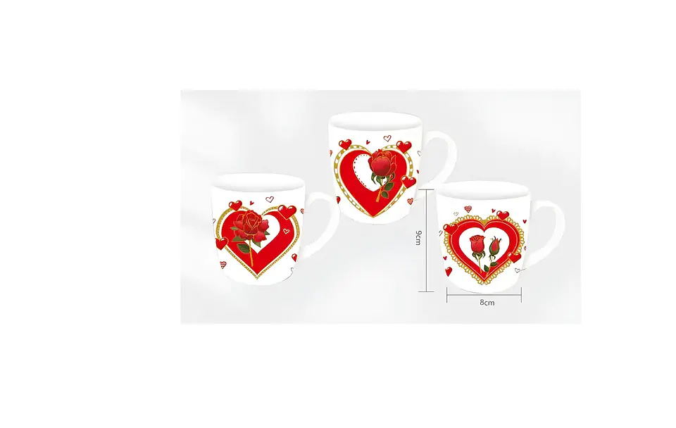 Tazón San Valentín dia mama con diseño de rosas 8cmX9cm 7