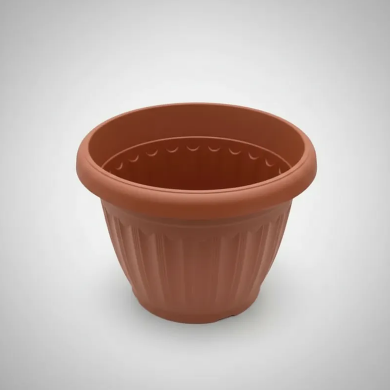 Macetero Plástico Redondo 19x16cm Color Terracota Para Jardín 2