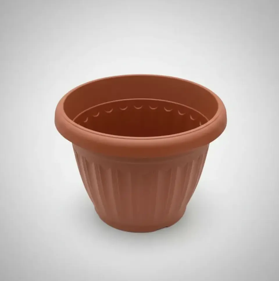 Macetero Plástico Redondo 19x16cm Color Terracota Para Jardín 2