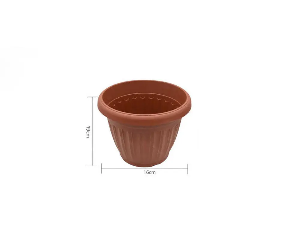 Macetero Plástico Redondo 19x16cm Color Terracota Para Jardín 3