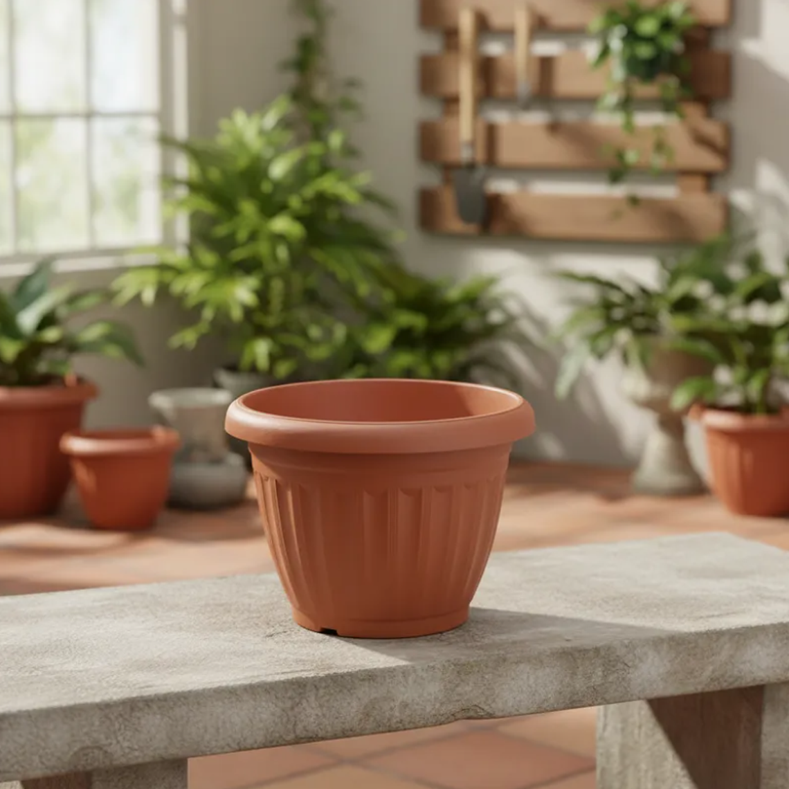 Macetero Plástico Redondo 19x16cm Color Terracota Para Jardín 4