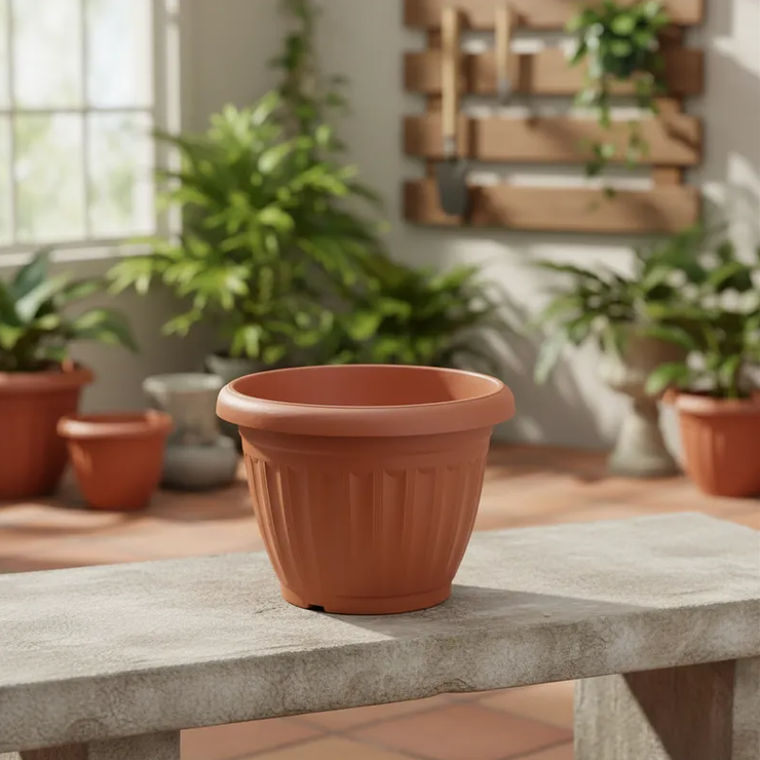 Macetero Plástico Redondo 19x16cm Color Terracota Para Jardín 4