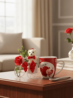 Set Regalo Taza San Valentín con Osito y Cuchara