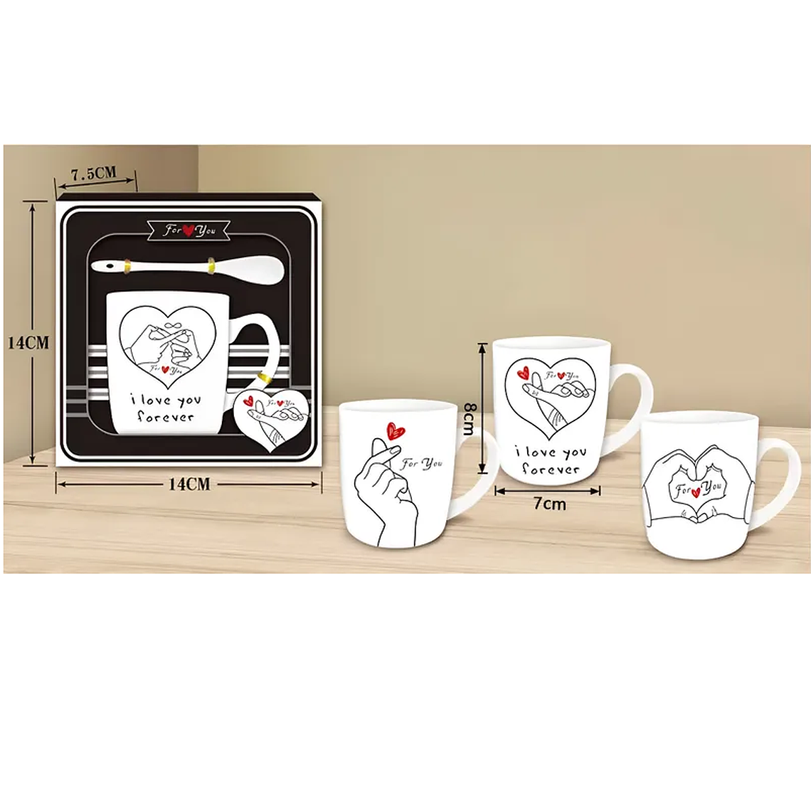 Set Taza Cerámica San Valentín con Cuchara 1 Unidad 4