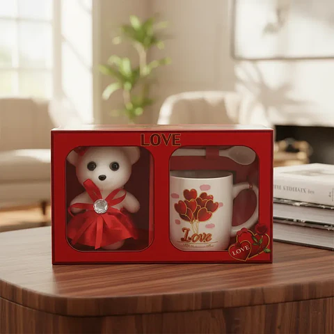Set Taza San Valentín con Oso y Diseño Love