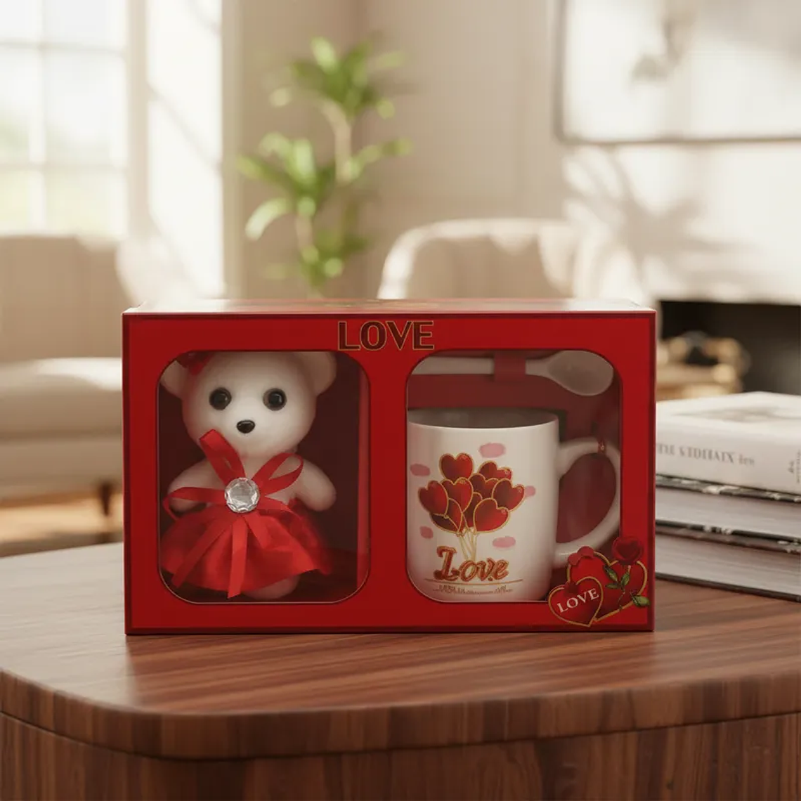 Set Taza San Valentín con Oso y Diseño Love 2