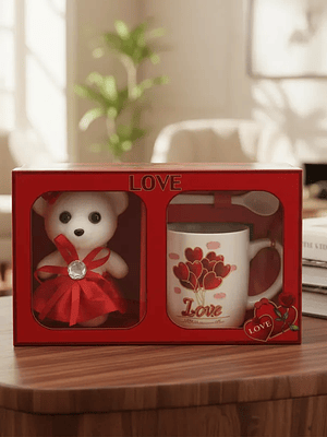Set Taza San Valentín con Oso y Diseño Love