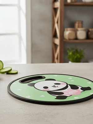 Tabla De Picar Plástica Redonda 30cm Diseño Panda Cocina