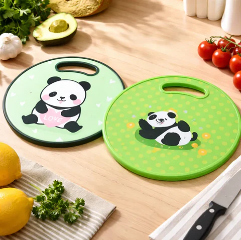 Tabla De Picar Plástica Redonda 30cm Diseño Panda Cocina