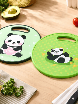 Tabla De Picar Plástica Redonda 30cm Diseño Panda Cocina
