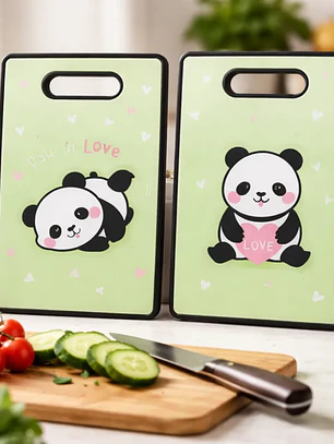 Tabla De Cortar Picar Cocina Diseño Panda Kawaii 37x23cm