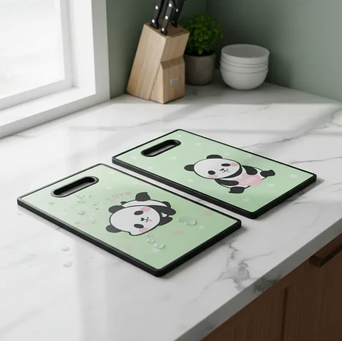 Tabla De Cortar Picar Cocina Diseño Panda Kawaii 37x23cm