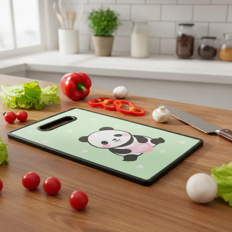 Tabla De Cortar Picar Cocina Diseño Panda Kawaii 37x23cm 4