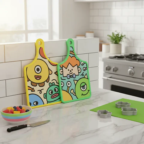 Tabla De Picar Cocina Diseño Infantil Monstruos 30x19cm
