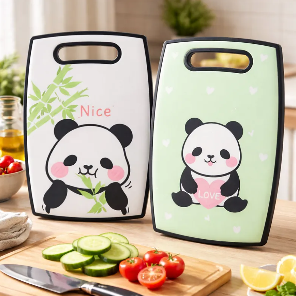 Tabla De Picar Cocina Diseño Panda Kawaii Antideslizante 37cm 1