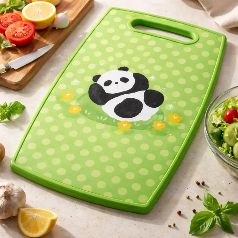 Tabla De Picar Cocina Diseño Panda Kawaii Antideslizante 37cm 4