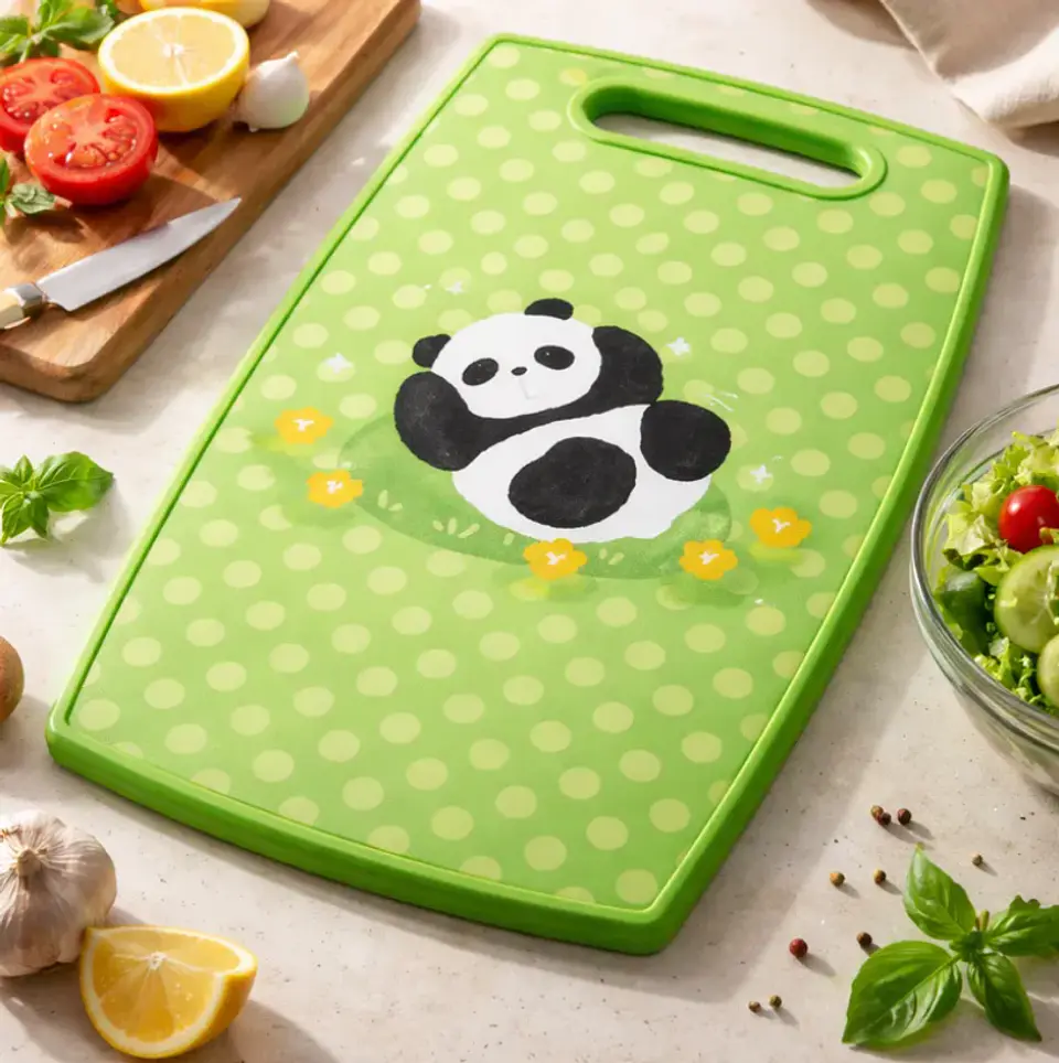 Tabla De Picar Cocina Diseño Panda Kawaii Antideslizante 37cm 4