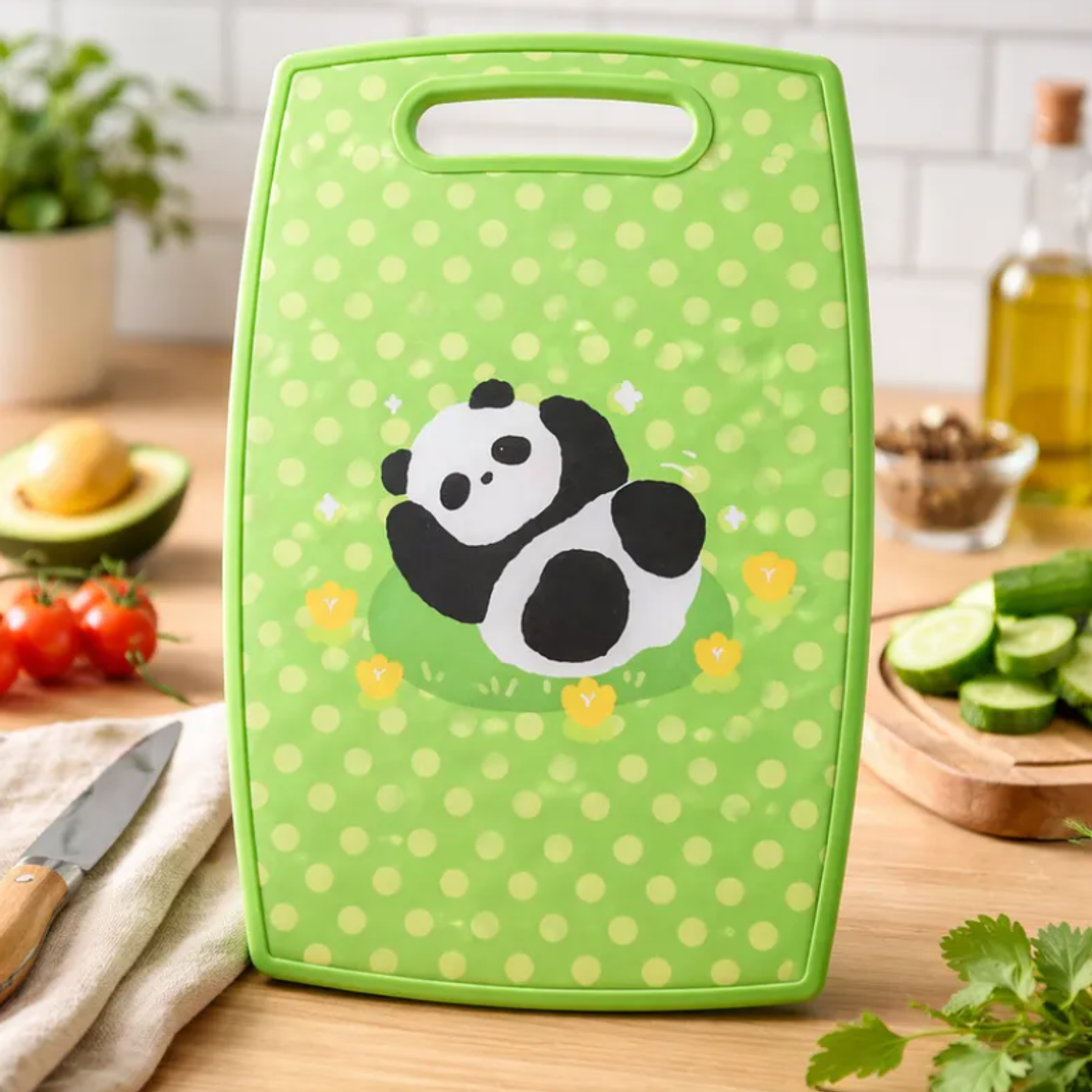 Tabla De Picar Cocina Diseño Panda Kawaii Antideslizante 37cm 2