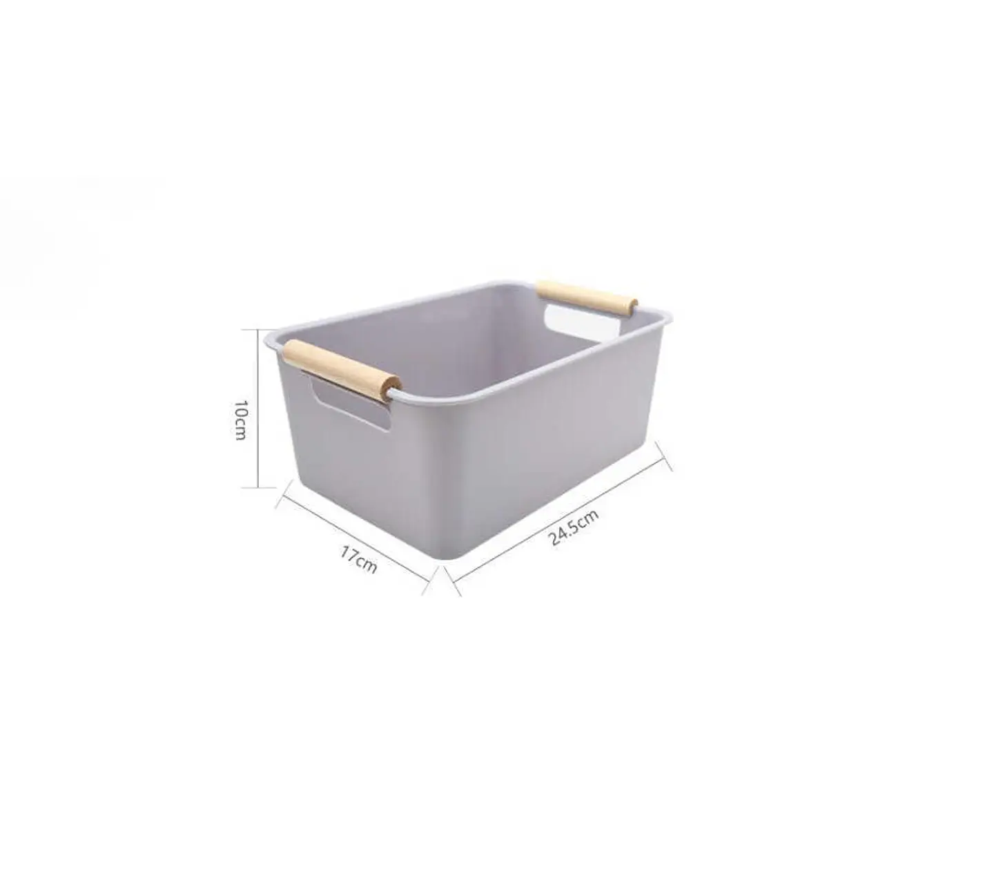 Caja Organizadora Plástica Con Asas De Madera 24.5x17x10 Cm 6