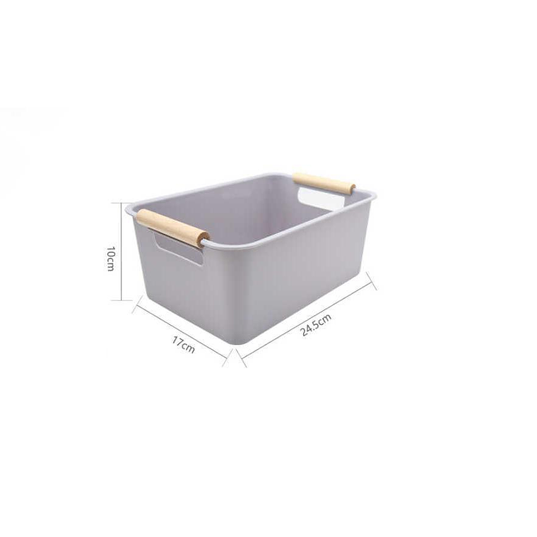 Caja Organizadora Plástica Con Asas De Madera 24.5x17x10 Cm 6