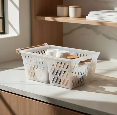 Canasto Organizador Plástico Con Mango Multiuso