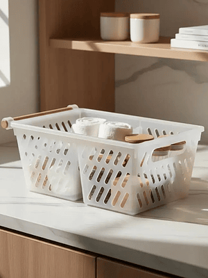 Canasto Organizador Plástico Con Mango Multiuso