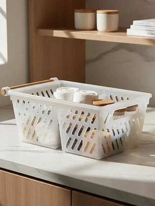 Canasto Organizador Plástico Con Mango Multiuso