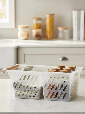 Canasto Organizador Plástico Con Mango Multiuso