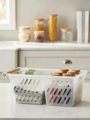 Canasto Organizador Plástico Con Mango Multiuso