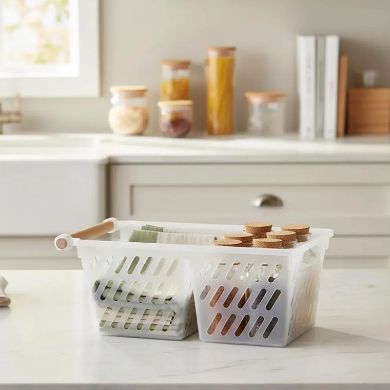 Canasto Organizador Plástico Con Mango Multiuso 1