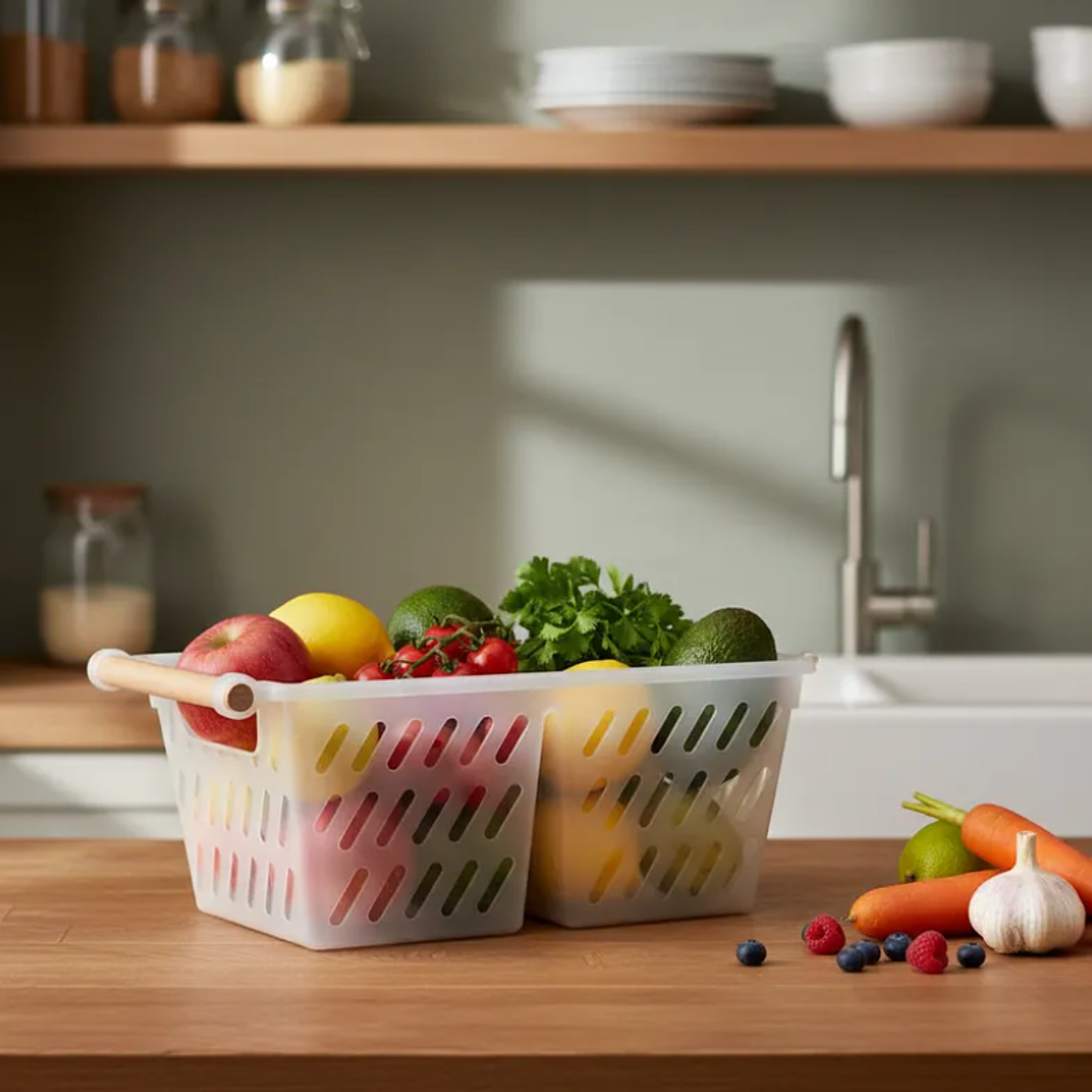 Canasto Organizador Plástico Con Mango Multiuso 7