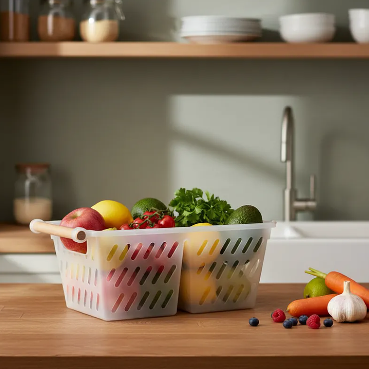 Canasto Organizador Plástico Con Mango Multiuso 7