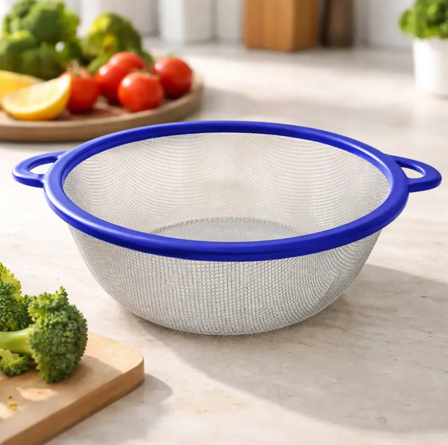 Colador de Cocina Malla Metálica 26 cm Bowl con Asas Plástico 3