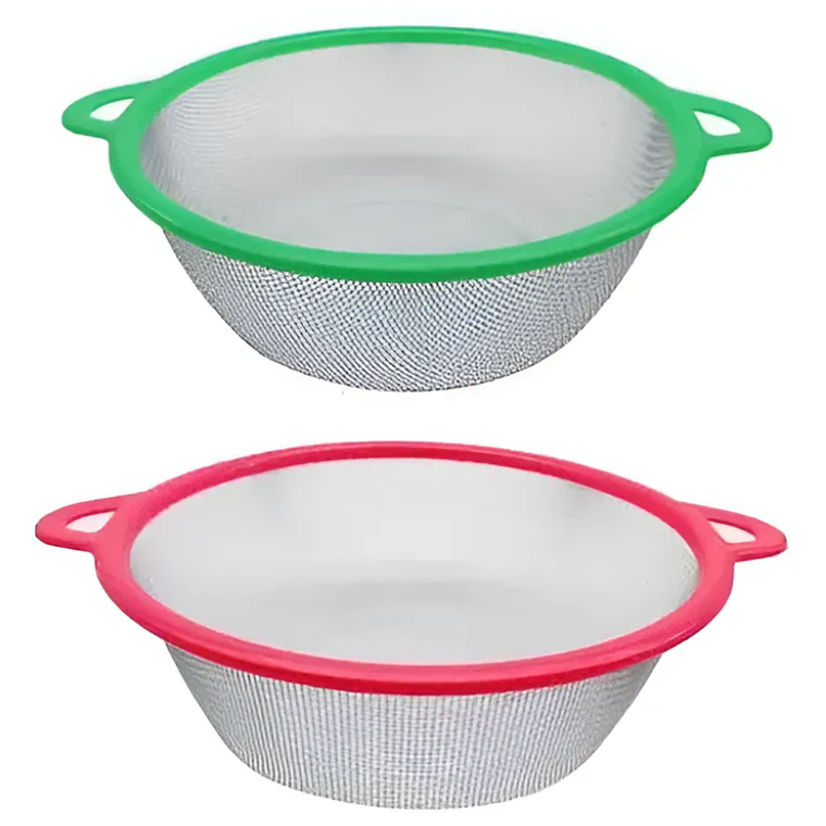 Colador de Cocina Malla Metálica 26 cm Bowl con Asas Plástico 6