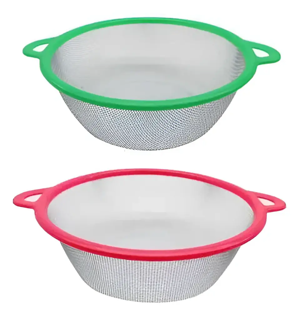 Colador de Cocina Malla Metálica 26 cm Bowl con Asas Plástico 6