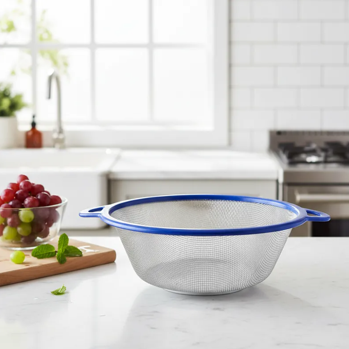 Colador Escurridor De Cocina Malla Metálica 23 Cm Con Asas 4